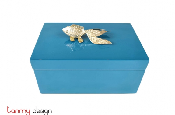 Blue rectangular box with fish11*17*H8cm